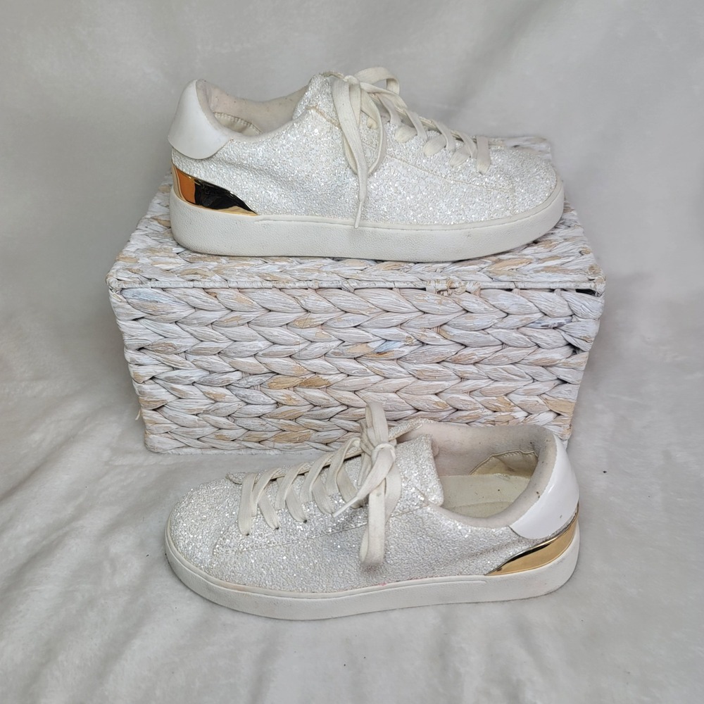 Glitter Bling Sneakers Nine West Size 6M Fairycore‎ Boho White Sparkle Low Top